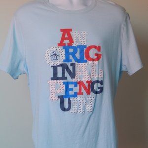 ORIGIN PENGUIN COLORFUL GRAPHIC LIGHT BLUE T SHIRT